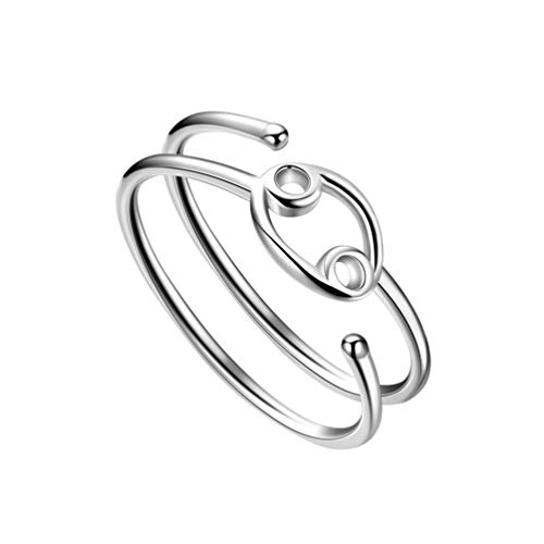 Jewmon Krebs Sternzeichen Ring 925 Sterling Silber Horoskop Ring Sternzeichen Schmuck für Freund Freundin Geschenk Dating Schmuck FR0002X von Jewmon