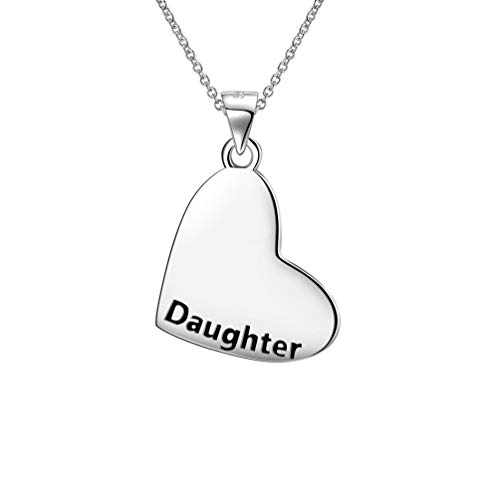Jewmon Mutter Tochter Anhänger Kette Mutterliebe Herz S925 Sterling Silber Halskette Herz Frauen Schmuck Geschenk für Mama Tochter FP0038W von Jewmon