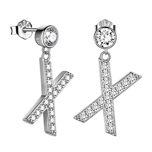 Silber Ohrstecker für Frauen Mädchen Zirkonia zierliche Anfangsohrringe 925 Sterling Silber platiniert Monogrma Name Schmuck Ohrstecker Geburtstagsgeschenk für die besten Freunde Schwestern FE0116X von Jewmon
