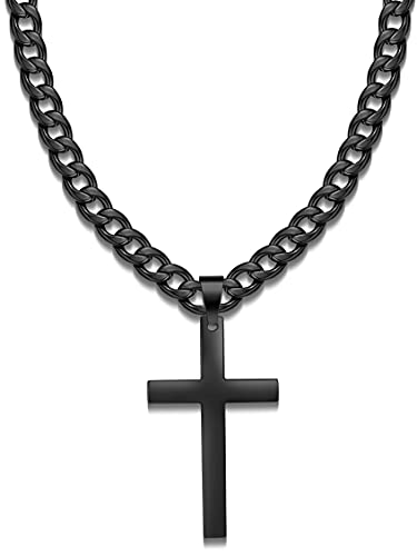 Jewow Schmuck Edelstahl Herren Halskette Kreuz Anhänger mit 7mm breite Panzerkette von Jewow