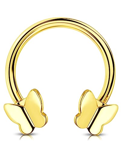 JEWSEEN Knorpelohrring 316L Edelstahl Hufeisen Ohrringe 16G Helix Ohrringe Schmetterling Tragus Ohrring Septum Piercing Schmuck für Frauen Männer, Edelstahl von Jewseen