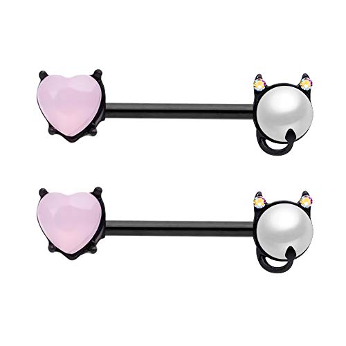 Jewseen 14G Brustwarzenpiercing Perlen Brustwarzen Herz Brustwarzen Piercing 316L Chirurgenstahl Brustwarzenpiercing Barbells für Frauen 2 Stück Perlmutt Brustwarzenring von Jewseen