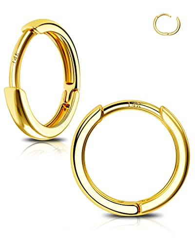Jewseen 14K Gelbgold Nase Hoop Ring Tragus Ohrring Helix Ohrringe Knorpel Piercing Huggie Hoop Ohrringe für Männer Frauen 11mm von Jewseen