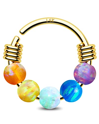 Jewseen 14K Solid Gold Nase Piercing 20G Nase Piercings Reifen Opal Nasenring Daith Ohrring Septum Piercing Schmuck Knorpel Reifen für Frauen Männer von Jewseen