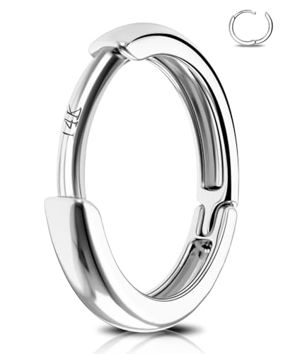 Jewseen 14K Weißgold Lippe Ringe Nase Hoop Septum Ohrring Segment Ring Knorpel Ohrringe für Frauen Männer 9mm Jewseen 14K Weißgold Lippe Ringe Nase Hoop Septum Ohrring Segment Ring Knorpel Ohrringe für Frauen Männer 9mm von Jewseen