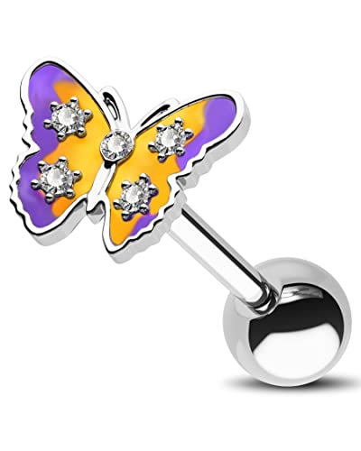 Jewseen 16G Knorpelohrring Schmetterling Helix Ohrringe Tragus Ohrring 316L Chirurgenstahl Conch Ohrstecker Knorpel Piercing Schmuck für Frauen Männer, Edelstahl, Zirkon Jewseen 16G Knorpelohrring Schmetterling Helix Ohrringe Tragus Ohrring 316L Chirurgenstahl Conch Ohrstecker Knorpel Piercing Schmuck für Frauen Männer, Edelstahl, Zirkon von Jewseen