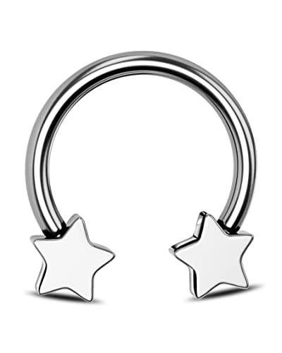 Jewseen G23 Titan Hufeisen Ohrringe 16G Stern Septum Ring Nase Hoops Tragus Ohrring Knorpel Hoop Helix Piercing Schmuck für Frauen Männer, Titan von Jewseen