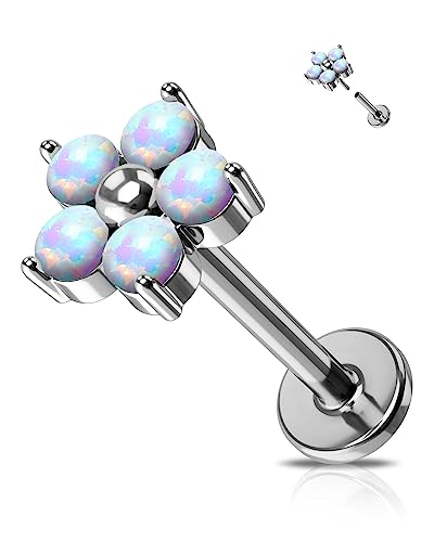 Jewseen G23 Titan Knorpel Ohrring Opal Gewindelose Flache Rückseite Studs 16G Medusa Monroe Piercing Schmuck Tragus Conch Ohrringe für Frauen Männer von Jewseen