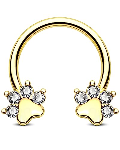 Jewseen Hufeisen Ohrringe 16G Septum Ringe Pfote Nasenring Reifen Helix Ohrringe Piercing Daith Conch Piercing Piercing für Frauen Männer Gold… von Jewseen