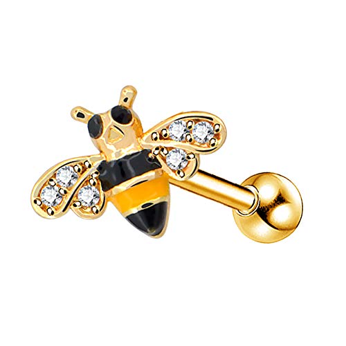 Jewseen Knorpelohrring CZ Bee Helix Ohrringe 316L Edelstahl Tragus Piercing Schmuck 16G Conch Ohrringe für Damen Herren von Jewseen