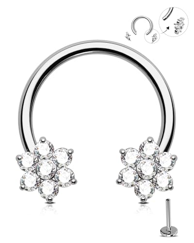 Jewseen Titan Septum Ringe Blumen Helix Ohrring Innengewinde Knorpel Stud Hufeisen Ohrringe Tragus Piercing Schmuck für Frauen Männer Jewseen Titan Septum Ringe Blumen Helix Ohrring Innengewinde Knorpel Stud Hufeisen Ohrringe Tragus Piercing Schmuck für Frauen Männer von Jewseen