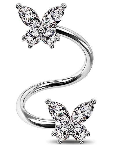 Jewseen Twisted Spiral Ohrringe Schmetterling Knorpel Ohrringe Edelstahl Spirale Hantel Daith Piercing Schmuck Twisted Lip Labret, Edelstahl Jewseen Twisted Spiral Ohrringe Schmetterling Knorpel Ohrringe Edelstahl Spirale Hantel Daith Piercing Schmuck Twisted Lip Labret, Edelstahl von Jewseen