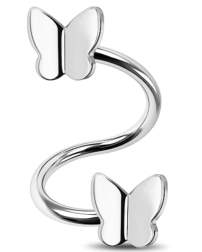 Jewseen Twisted Spiral Ohrringe Schmetterling Knorpel Ohrringe Edelstahl Spirale Hantel Daith Piercing Schmuck Twisted Lip Labret, Edelstahl Jewseen Twisted Spiral Ohrringe Schmetterling Knorpel Ohrringe Edelstahl Spirale Hantel Daith Piercing Schmuck Twisted Lip Labret, Edelstahl von Jewseen