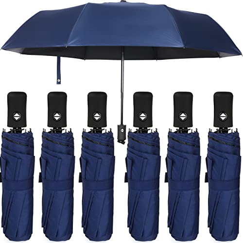 Jexine 6 Stück Reise-Regenschirm, automatisches Öffnen und Schließen, kompakter Regenschirm, winddicht, klein, leicht, Rucksack, Geldbörse, Auto, tragbar, für Regen, Männer und Frauen (Marineblau) von Jexine