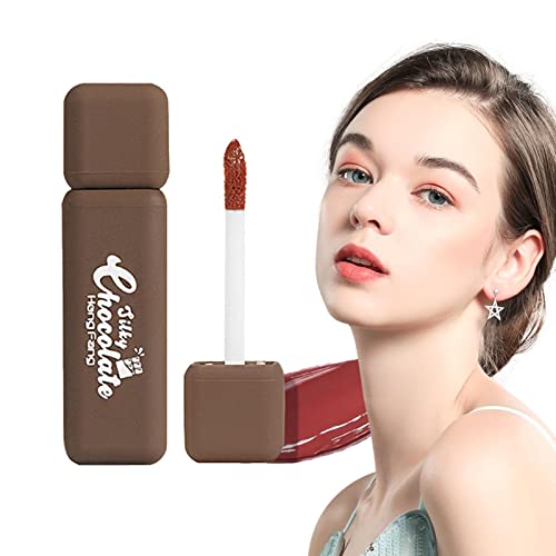 Schokoladenlippenstift - Langanhaltend feuchtigkeitsspendende, matte Lippenglasur,Eleganter Nude Rich Chocolate Plant Essence Lippenglasur für Teenager-Mädchen, trockene Lippen, dunkle Jextou von Jextou