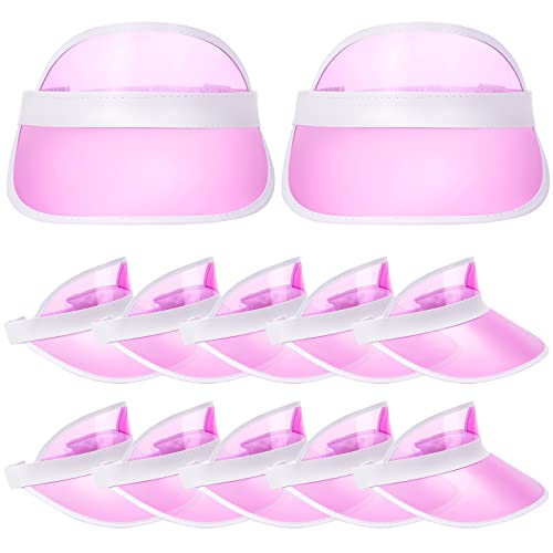 Jeyiour 12 Stück transparente Sonnenblende PVC UV-Schutz Poker Visier Strand für Frauen Outdoor Sport Tennis Fußball Party, Pink, Einheitsgröße von Jeyiour