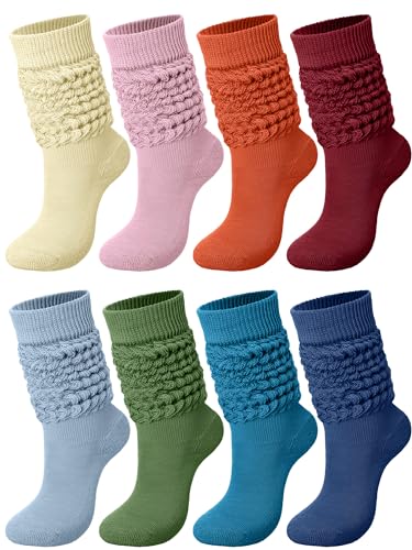 Jeyiour 8 Paar Slouch-Socken für Damen und Herren, kniehohe Scrunch-Socken, Stiefelsocken, Größe 43-45, Candy, Einheitsgröße von Jeyiour