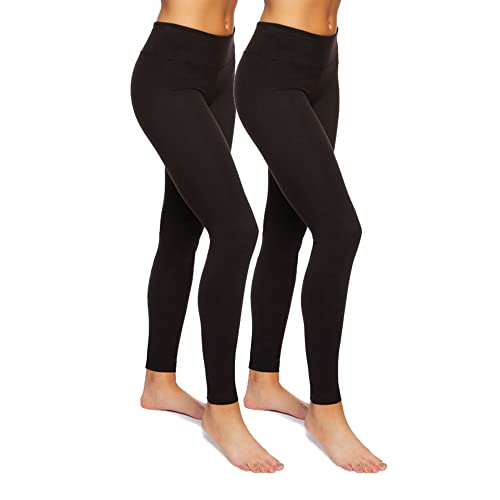 Jezebel Damen-Leggings, breiter Bund, Wildleder, leicht, super weich, mittlere Taille, Silhouette, 2er-Pack, Schwarz , XL von Jezebel