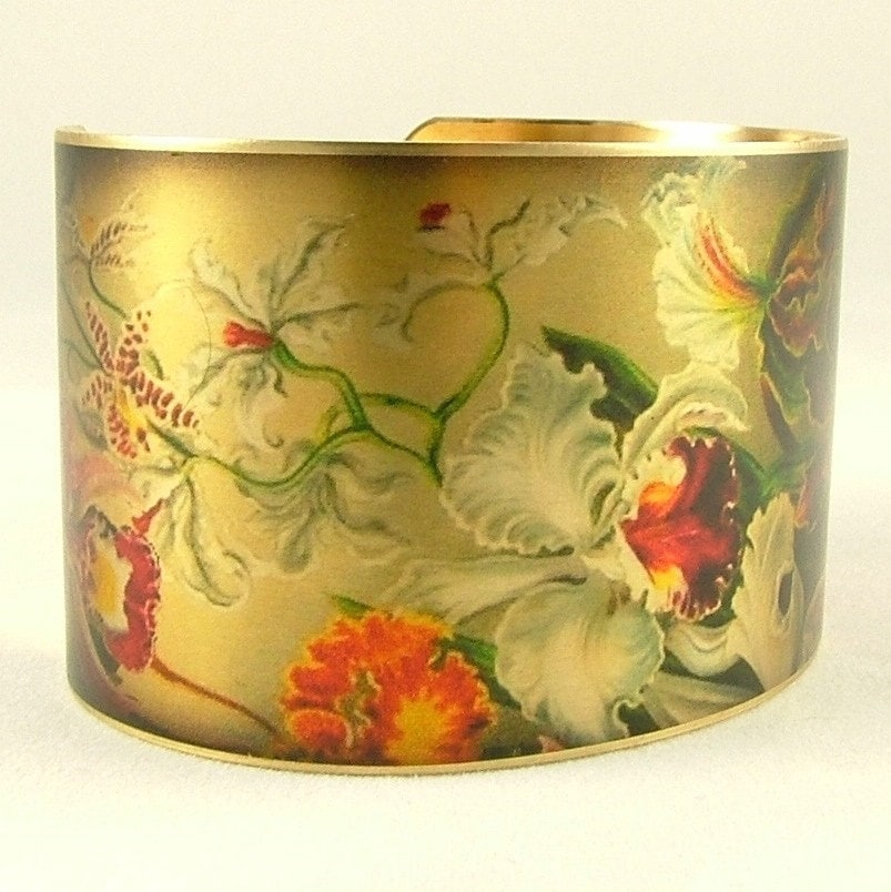 Orchidee Schmuck Blumen Orchidaceae Messing Manschette Armband Orchidee Schmuck Blumen Orchidaceae Messing Manschette Armband von JezebelCharms