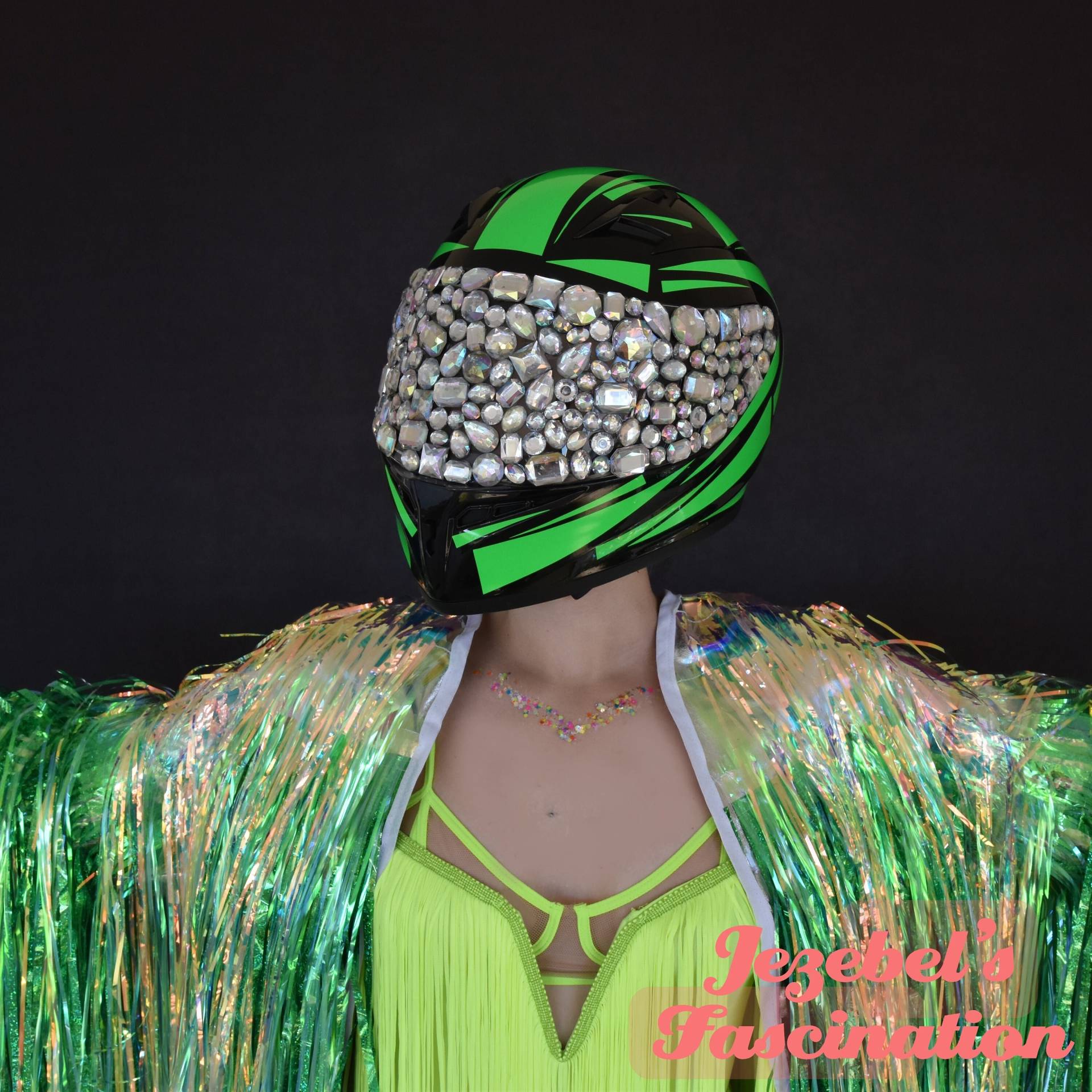 Alien Kostüm Helm, Sci Fi Uv Reactive Glow Galaxy Space Retro Futurist Cyber Punk Grün Neon Lime Motorrad Fluorescent Apocalyptic Fest Alien Kostüm Helm, Sci Fi Uv Reactive Glow Galaxy Space Retro Futurist Cyber Punk Grün Neon Lime Motorrad Fluorescent Apocalyptic Fest von JezebelsFascination
