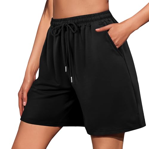 Jezonga Shorts Damen Kurze Sporthose Baumwolle Sport Shorts Sommer Lose Lässige Hose mit Taschen High Waist Elastischer Bund Jogginghose Kurz Short zum Gym Fitness Running Tennis von Jezonga