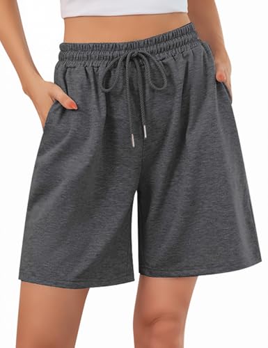 Jezonga Shorts Damen Sporthose Kurz Sport Shorts Jogginghose Sommer mit Taschen Sportshorts Hohe Taille Trainingshose Kurze Short High Waist Elastischer Bund zum Fitness Running Gym Dunkelschwarz S von Jezonga