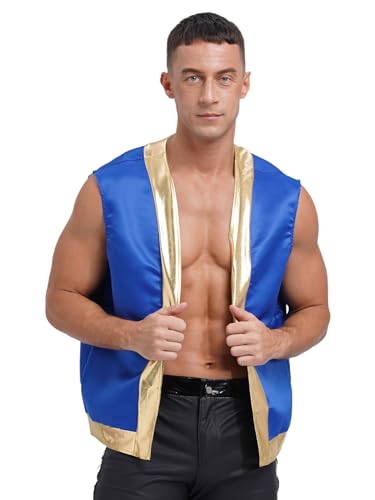 Jhaoyu Herren Arabischer Prinz Kostüm Festliche Weste Ärmellos Anzugweste Viktorianisch Jacke Vorne Offene Halloween Karneval Fasching Party Outfits Königsblau M von Jhaoyu