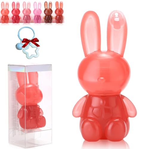 6 Colours Bunny Lipgloss, Rabbit Moisturising Lip Gloss, 2-in-1 Cute Rabbit Keychain Lipstick, Liquid Velvet Matte Lippenstift Set, Waterproof, Long-Lasting Gloss Plump Lip Glaze (01, 2.5g) von Jhbsou