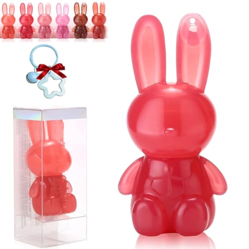 6 Colours Bunny Lipgloss, Rabbit Moisturising Lip Gloss, 2-in-1 Cute Rabbit Keychain Lipstick, Liquid Velvet Matte Lippenstift Set, Waterproof, Long-Lasting Gloss Plump Lip Glaze (02, 2.5g) von Jhbsou