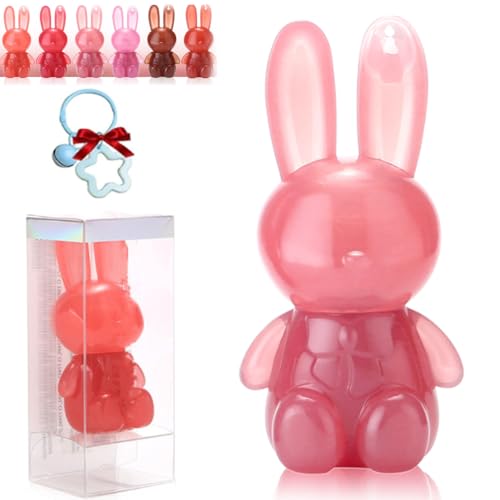 6 Colours Bunny Lipgloss, Rabbit Moisturising Lip Gloss, 2-in-1 Cute Rabbit Keychain Lipstick, Liquid Velvet Matte Lippenstift Set, Waterproof, Long-Lasting Gloss Plump Lip Glaze (03, 2.5g) von Jhbsou