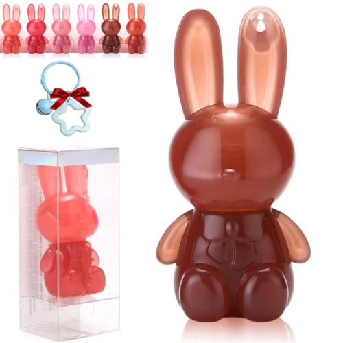 6 Colours Bunny Lipgloss, Rabbit Moisturising Lip Gloss, 2-in-1 Cute Rabbit Keychain Lipstick, Liquid Velvet Matte Lippenstift Set, Waterproof, Long-Lasting Gloss Plump Lip Glaze (05, 2.5g) von Jhbsou