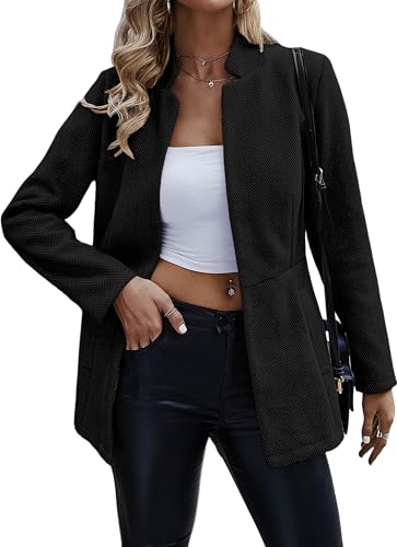 Jhsnjnr Damen Blazer Tailliert Business Casual Langarm Longblazer Jacke Elegant Herbst Open Front Anzug Mantel von Jhsnjnr