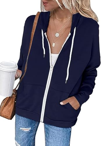 Jhsnjnr Damen Kapuzenpulli mit Reißverschluss Moderne Sweatshirtjacke Langarm Sportliche Jacke Full Zip Casual Hoodie Outwear von Jhsnjnr