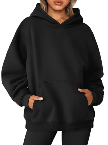 Jhsnjnr Damen Oversize Pullover Hoody mit Kapuze Casual Langarm Fleecepullover Basic Hoodie Sweatshirt Streetwear von Jhsnjnr