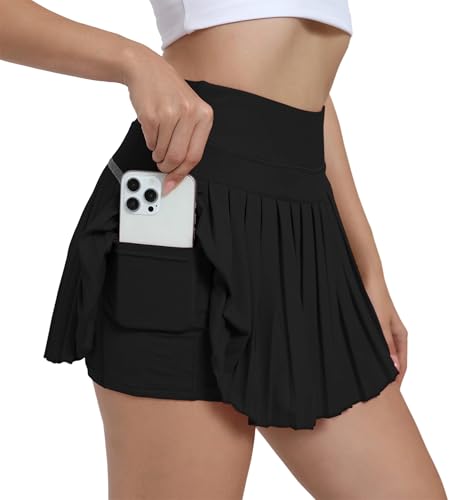 Jhsnjnr Rock Damen Sommer Tennisrock mit Hose Drunter Hohe Taille Luftig Sport Skort mit Taschen Hosenrock Activewear Faltenrock von Jhsnjnr