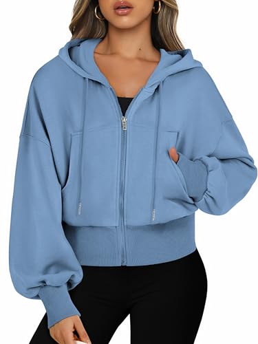 Jhsnjnr Damen Sweatshirt Jacke mit Kapuze Kurze Cropped Kapuzenjacke mit Reißverschluss Langarm Sportjacke Crop Zip Up Hoodies von Jhsnjnr