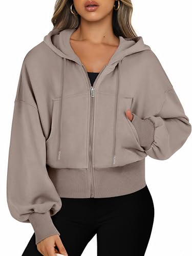 Jhsnjnr Damen Zipper Hoodie Jacke mit Kapuze Herbst Casual Cropped Sweatjacke Kapuzenjacke Reißverschluss Hoody Sweatshirt Jhsnjnr Damen Zipper Hoodie Jacke mit Kapuze Herbst Casual Cropped Sweatjacke Kapuzenjacke Reißverschluss Hoody Sweatshirt von Jhsnjnr