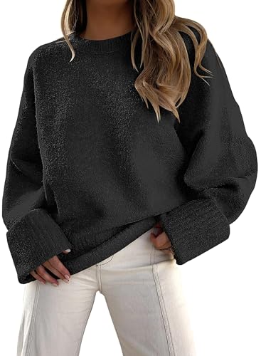Jhsnjnr Pullover Damen Winter Schwarzer Rundhals Strickpullover Flauschiger Pulli Langarm Winterpullover Herbst Oversized Sweater Outwear Jhsnjnr Pullover Damen Winter Schwarzer Rundhals Strickpullover Flauschiger Pulli Langarm Winterpullover Herbst Oversized Sweater Outwear von Jhsnjnr