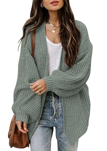 Jhsnjnr Strickjacke für Damen Lang Dicke Grobstrick Sweater Elegant Übergroße Strickmantel mit Taschen Vorne Offen Cardigan von Jhsnjnr