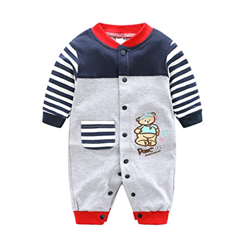 Baby Strampler Jungen Mädchen Spielanzug Baumwolle Säugling Overall Neugeborenes Schlafanzug Baby Langarm Schlafstrampler Blau 9-12 Monate von JiAmy