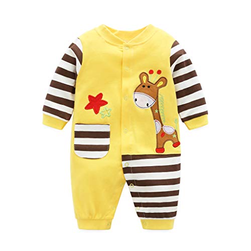 Baby Strampler Jungen Mädchen Spielanzug Baumwolle Säugling Overall Neugeborenes Schlafanzug Baby Langarm Schlafstrampler Gelb 0-3 Monate von JiAmy