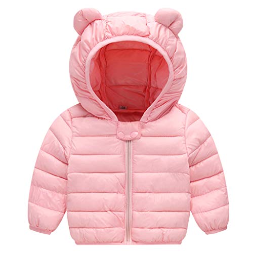 Baby Jacke Winter Mantel Kapuzenjacke Ultraleicht Mäntel mit Kapuze Rosa 2-3 Jahre von JiAmy