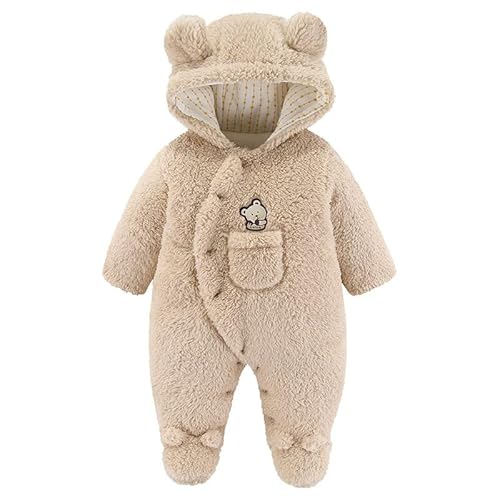 Baby Jungen Mädchen Schneeanzüge Winter Overall Winter Schneeanzug Flanell Outfits Kleinkind Bär Kinderwagenanzug Khaki 6-9 Monate von JiAmy