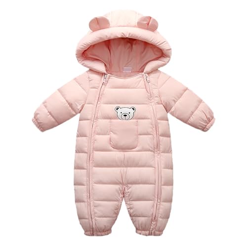 Baby Schneeanzüge Winter Overall Strampler Mit Kapuze Outfits Bär Jungen Mädchen Spielanzug Hellrosa 6-12 Monate von JiAmy
