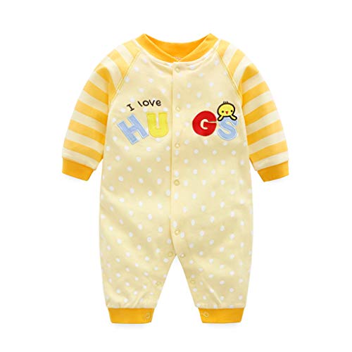 Baby Strampler Jungen Mädchen Spielanzug Baumwolle Säugling Overall Neugeborenes Schlafanzug Baby Langarm Schlafstrampler Gelb 0-3 Monate von JiAmy