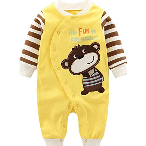 Baby Strampler Jungen Mädchen Spielanzug Baumwolle Säugling Overall Neugeborenes Schlafanzug Baby Langarm Schlafstrampler Gelb 0-3 Monate von JiAmy