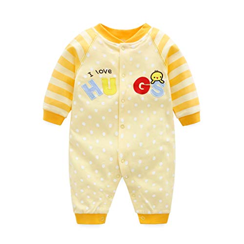 Baby Strampler Jungen Mädchen Spielanzug Baumwolle Säugling Overall Neugeborenes Schlafanzug Baby Langarm Schlafstrampler Gelb 3-6 Monate von JiAmy