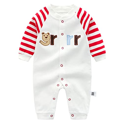 Baby Strampler Jungen Mädchen Spielanzug Baumwolle Säugling Overall Neugeborenes Schlafanzug Baby Langarm Schlafstrampler Weiß 0-3 Monate von JiAmy