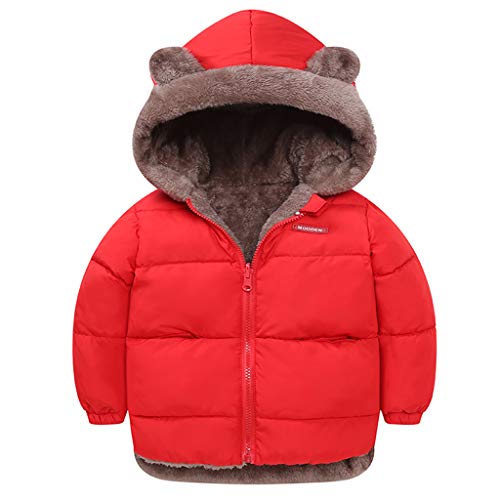 Baby Winter Fleece Mantel Kinder Jungen Jacke Outwear Mädchen Gepolstert Kleidung Rot 1-2 Jahre von JiAmy