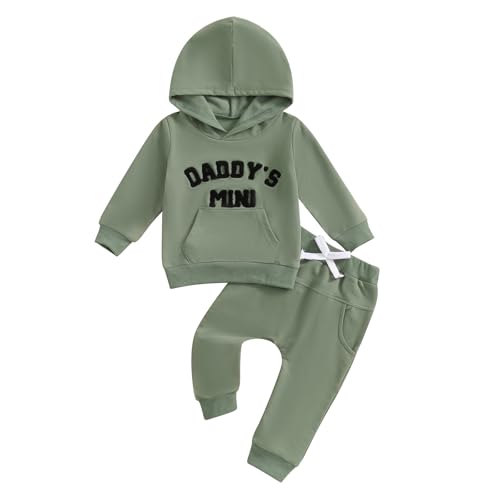 JiAmy Baby Jungen Kleidung Langarm Bekleidungsset Hoodie+Hose Zweiteiler Sweatshirt Set Babykleidung für Neugeborene Kleinkinder 0-6 Monate Grün von JiAmy